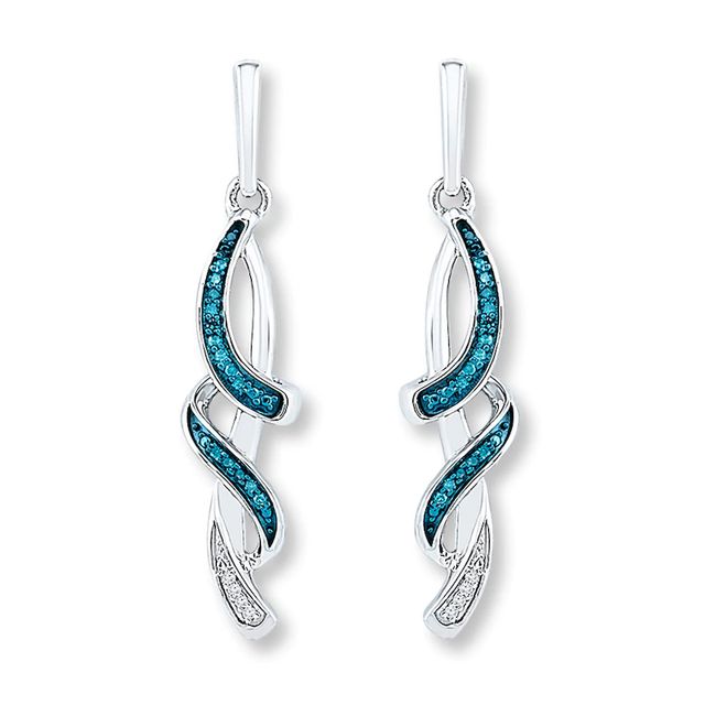Montana Blue Natural Sapphire Dangle Earrings 115 ct tw Diamonds 10K White  Gold  Jared