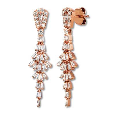 Le Vian Diamond Earrings 3/4 ct tw Baguette/Round 14K Gold