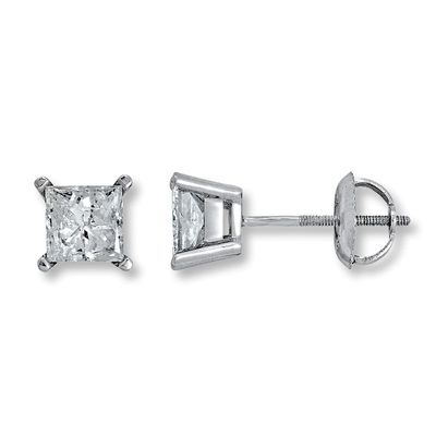 Certified Diamond Earrings 1/4 ct tw Princess-cut 18K White Gold