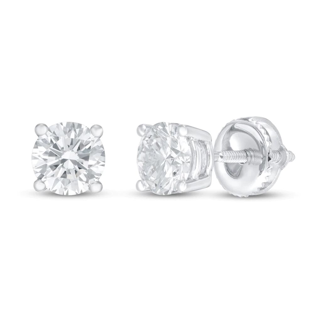 14k White Gold 1 Carat T.W. Diamond Solitaire Stud Earrings