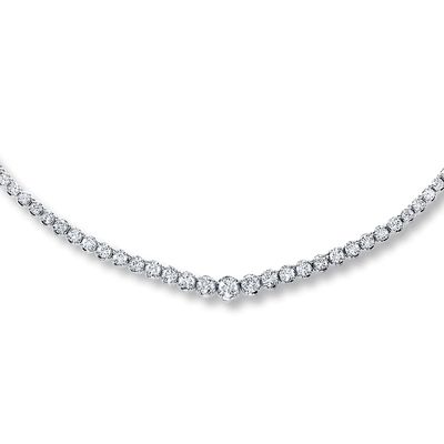 Certified Diamond 7 ct tw Round 14K White Gold Tennis Necklace