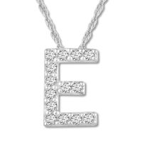 Diamond Initial A Necklace 1/20 ct tw Round-cut 10K White Gold