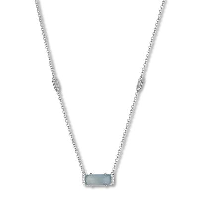 Tacori Green Chalcedony Necklace Diamond Accents Sterling Silver