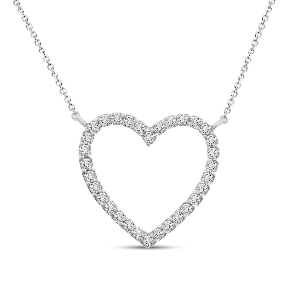 10k White Gold 1/4-ct. T.W. Round-Cut Diamond Heart Pendant