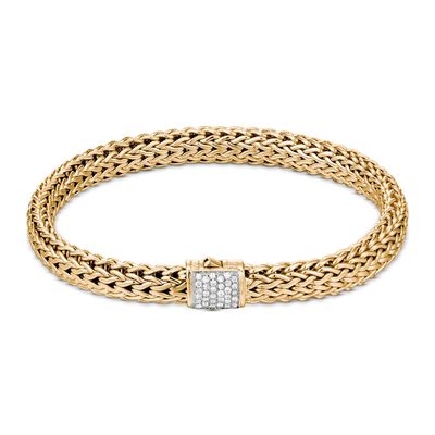 John Hardy Classic Chain Bracelet 1/6 ct tw Diamonds 18K Yellow Gold 6.75"