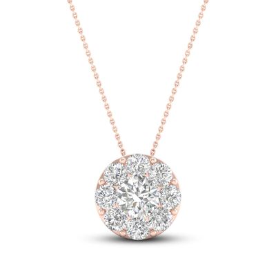 Diamond Pendant Necklace 1/ ct tw Round 10K Rose Gold