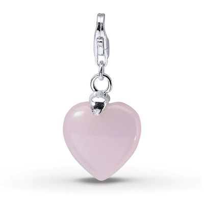 Heart Charm Rose Quartz Sterling Silver