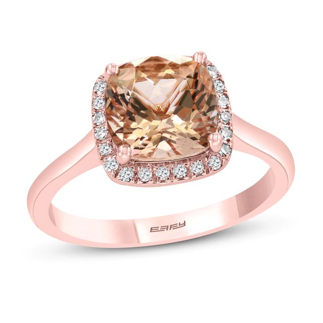 Effy 14k Rose Gold Diamond & Pear Cut Morganite Ring in Pink