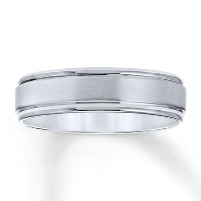 Wedding Band 10K White Gold 6mm