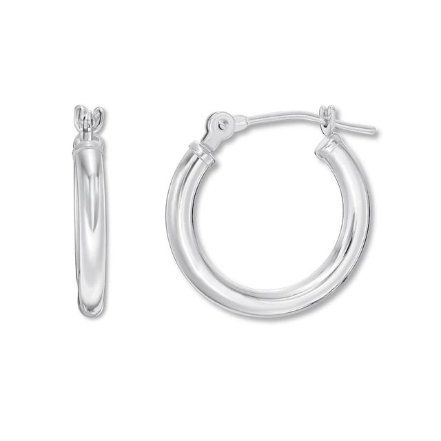 Hoop Earrings 14K White Gold 15mm