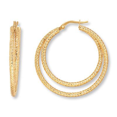 Layered Hoop Earrings 14K Yellow Gold