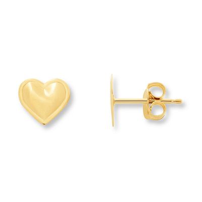 Young Teen Heart Earrings 14K Yellow Gold