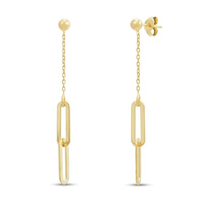 Italia D'Oro Oval Link Drop Earrings 14K Yellow Gold