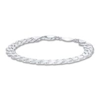 Men's Solid Curb Chain Bracelet Sterling Silver 8"