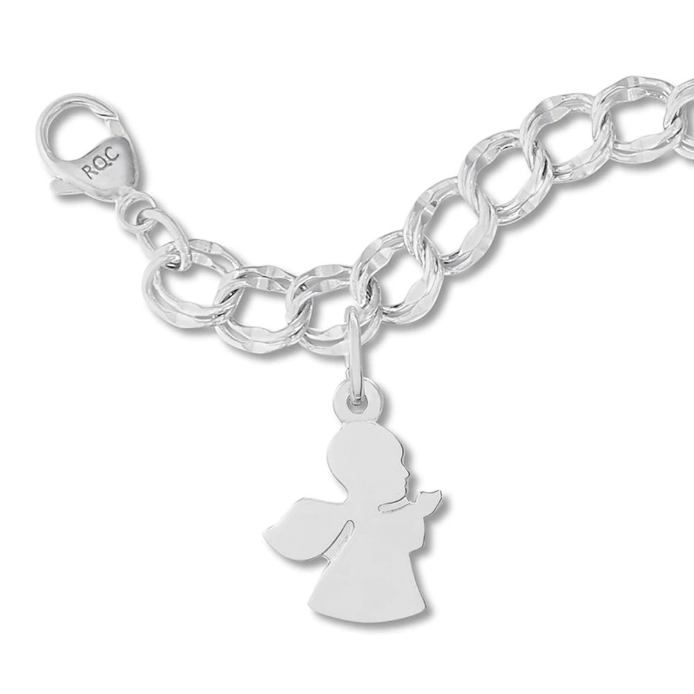 Personalised Sterling Silver Cut Out Angel Charm Bracelet