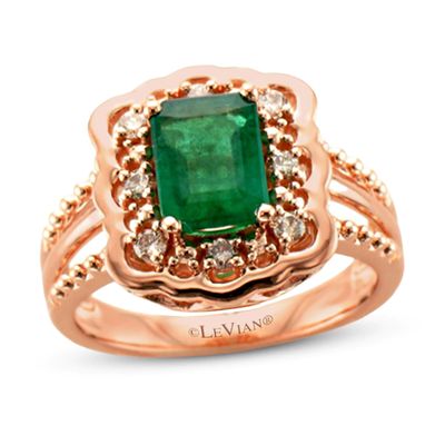 Le Vian Natural Emerald Ring 1/5 ct tw Diamonds 14K Strawberry Gold