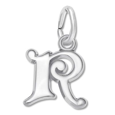 Letter R Charm Sterling Silver
