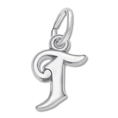 Letter T Charm Sterling Silver