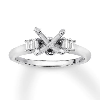 Diamond Ring Setting 1/8 carat tw Baguette/Round Platinum