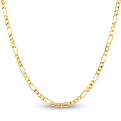 Hollow Figaro Chain Necklace 14K Yellow Gold 20" 4.4mm