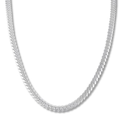 Solid Cuban Chain Necklace Sterling Silver 22" 6.3mm