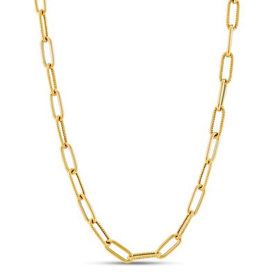 Italia D'Oro Elongated Chain Necklace 14K Yellow Gold