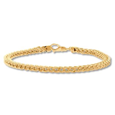 Men's Square Franco Chain Bracelet 10K Yellow Gold 8.5"