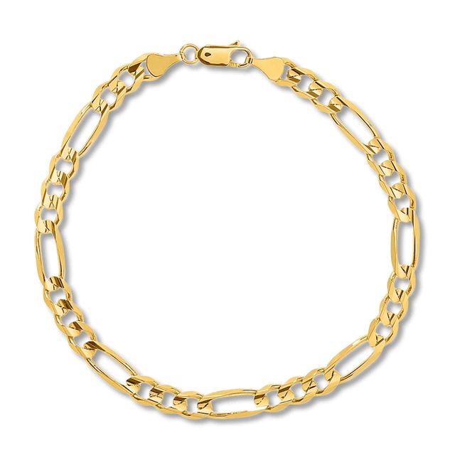 Men's Figaro Link Bracelet 14K Yellow Gold 8.5" Length