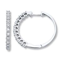 Diamond Hoop Earrings 1/2 ct tw Round-cut 10K White Gold
