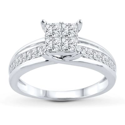 Diamond Engagement Ring 1-1/2 ct tw Princess-cut 14K White Gold