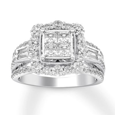 Diamond Engagement Ring 2 ct tw Princess-cut 14K White Gold