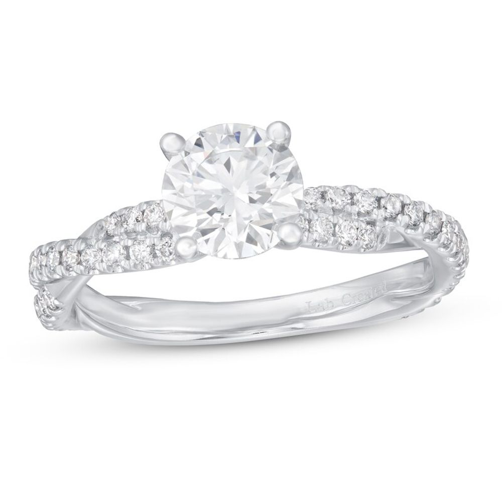 1 ct tw Round Lab-Created Diamond Ring in 14K White Gold