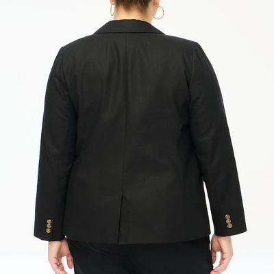 Linen-blend one-button blazer