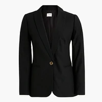 Linen-blend one-button blazer