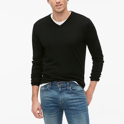 Machine-washable merino wool-blend V-neck sweater