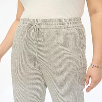 Striped linen-cotton blend drawstring pant