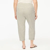 Striped linen-cotton blend drawstring pant