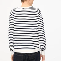 Long-sleeve striped cotton crewneck sweater