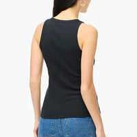 High-neck ribbed tank top