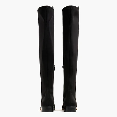Sueded knee-high boots with stretch
