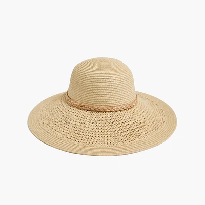 Straw hat with wrapped rope