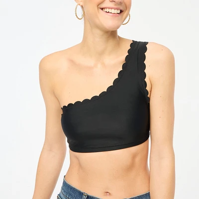 Scalloped one-shoulder bikini top