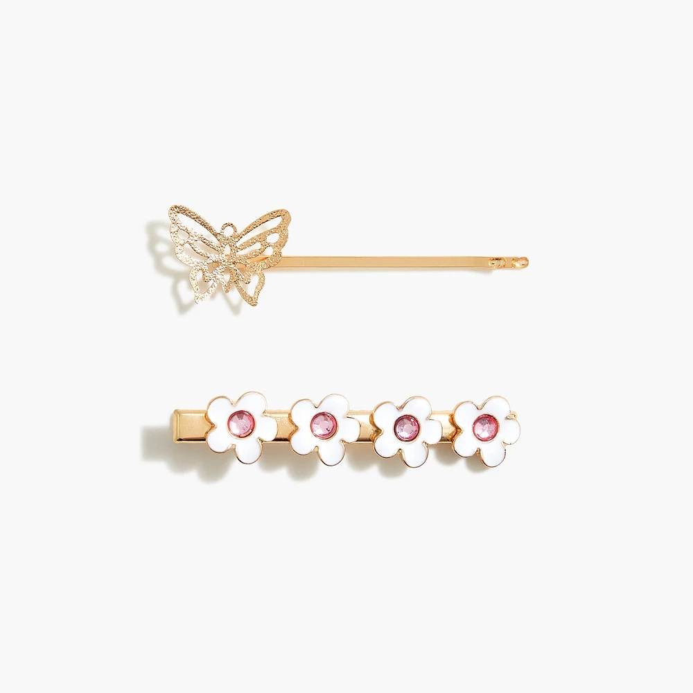 Girls' butterfly hair pins pack