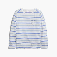 Girls' striped heart-pocket tee