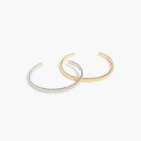 Mixed-metal cuff bracelets set-of-two