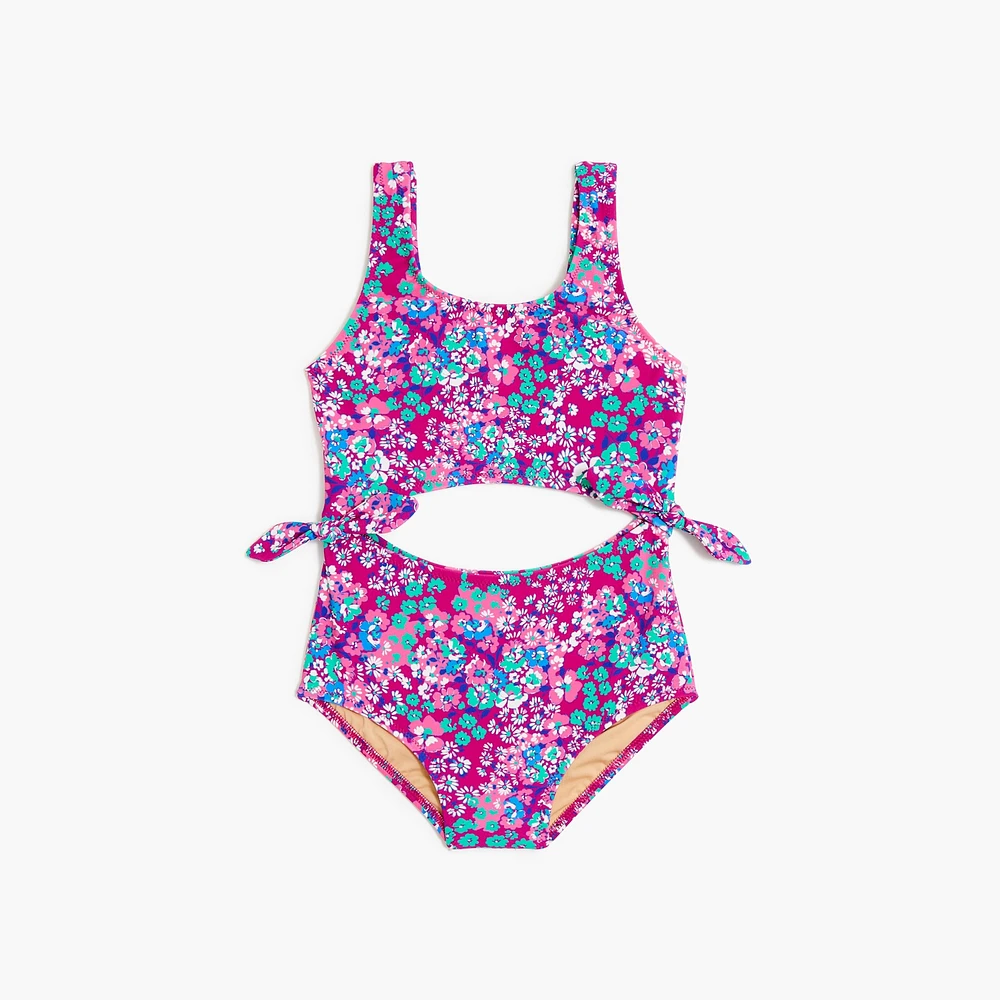 Girls' cutout one-piece swimsuit