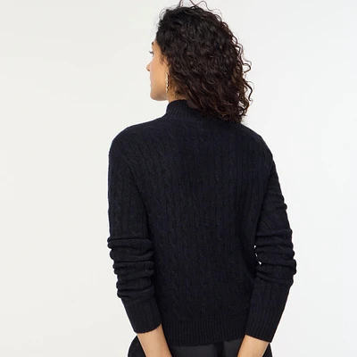 Cable-knit mockneck sweater extra-soft yarn