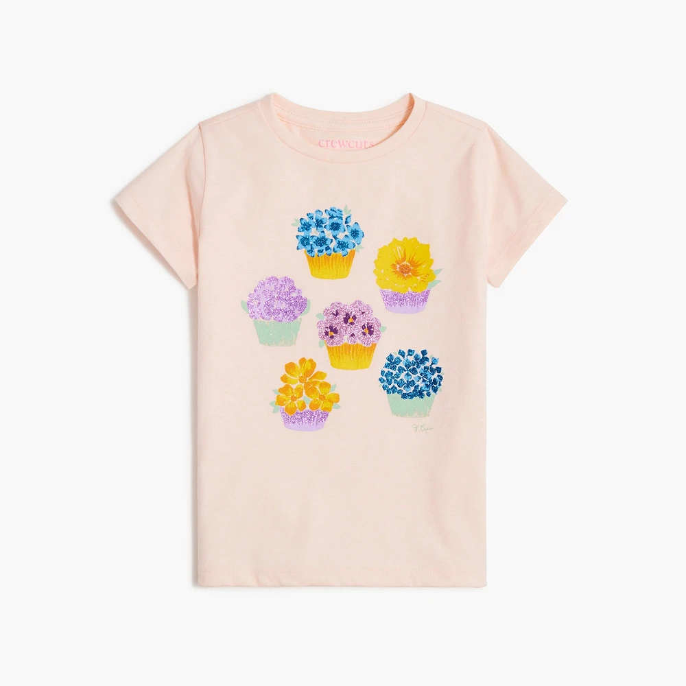 Girls' cupcake flowers graphic tee