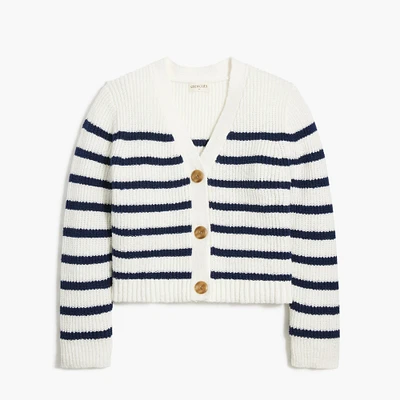 Girls' striped cardigan sweater