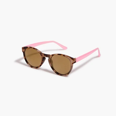 Girls' rounded-frame tortoise sunglasses